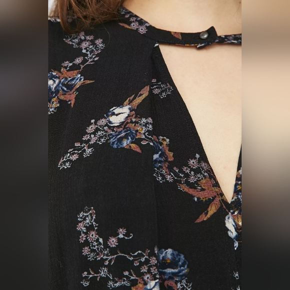 Free People Snap Out Of It Tree Black Floral Swing Dress Women's Size Medium M - Picture 5 of 14